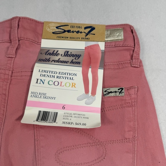 Seven 7 Ankle Skinny Pants Womens Size 6 Pink Mid Rise NWT - Picture 9 of 14